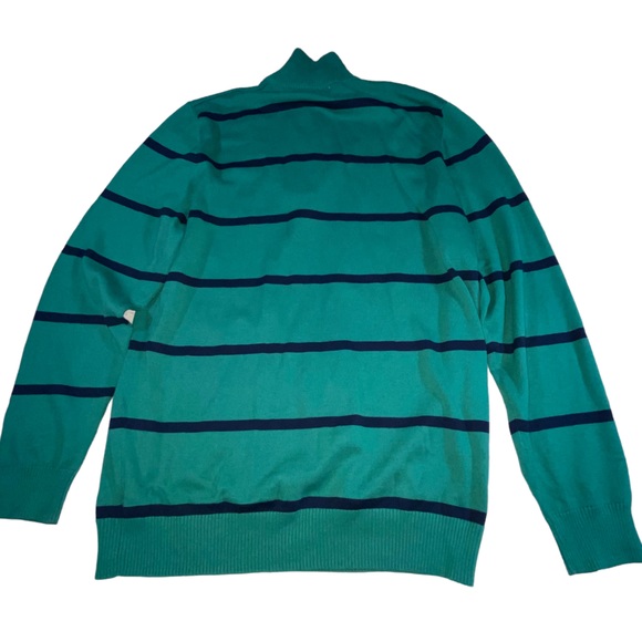 Old Navy 1/4 Zip Green Striped Mock Neck Lightweight Sweater - Men’s Large - Picture 7 of 12